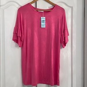Pink ruffle sleeve tunic tee